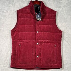 Vineyard‎ Vines Vest Mens Medium Red Crimson Corduroy Puffer Button